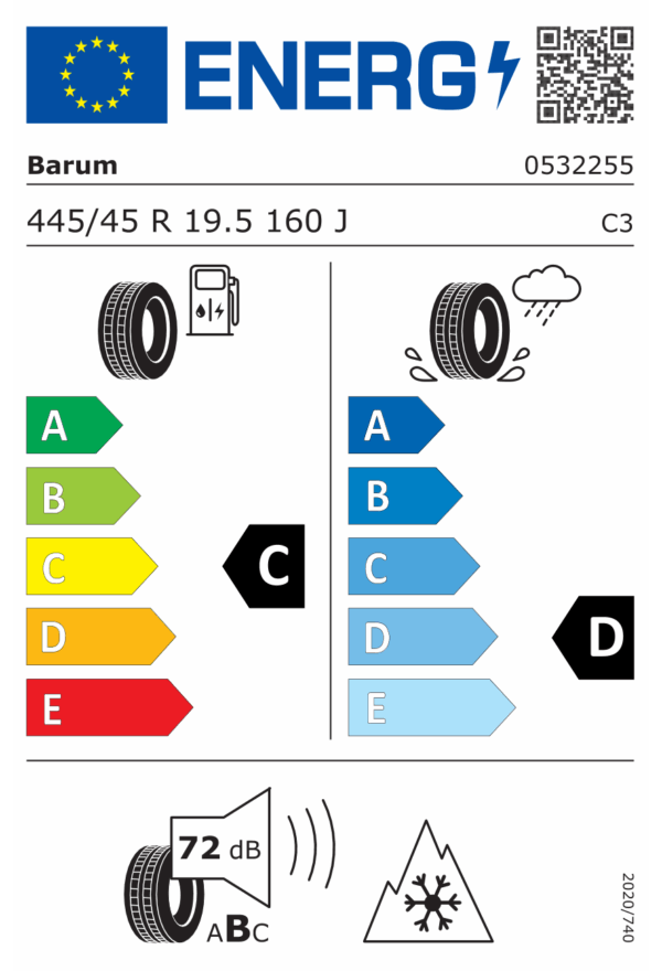 445/45 R19,5 160J TL BT300 R AUFL / M+S / 3PMSF 160 J BARUM