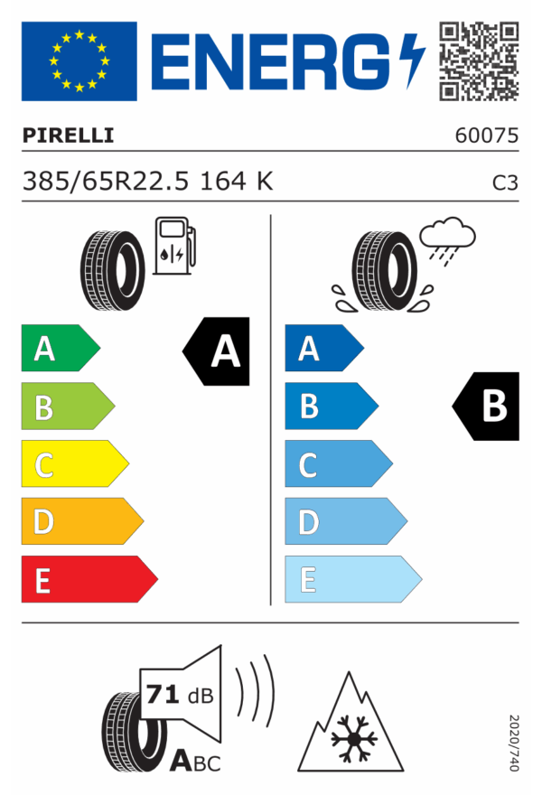 385/65 R22,5 164K TL M+S PIRELLI H02 PRO TRAILER - Obrázek 2