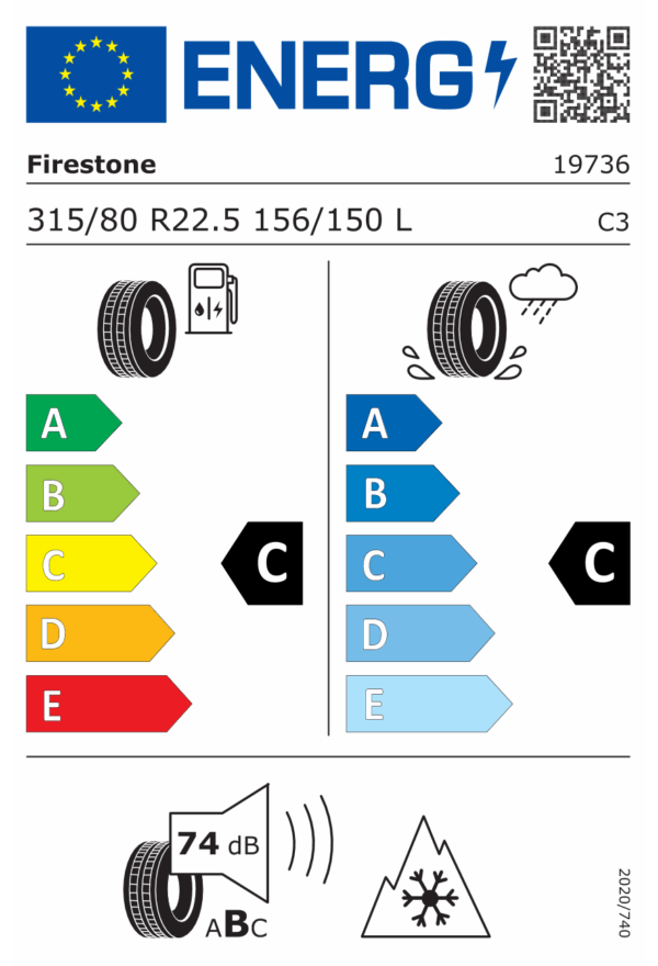 315/80 R22,5 156/150L TL M+S FIRESTONE FD624 ENLITEN - Obrázek 2