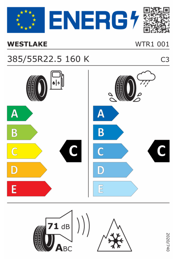 385/55 R22,5 158L TL WTR1 AUFL / M+S / 3PMSF 160 K 158 L WESTLAKE - Obrázek 2