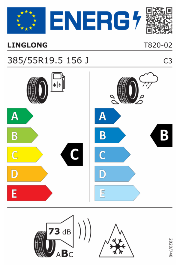 385/55 R19,5 TL Linglong T820 18PR 156J 3PMSF - Obrázek 2