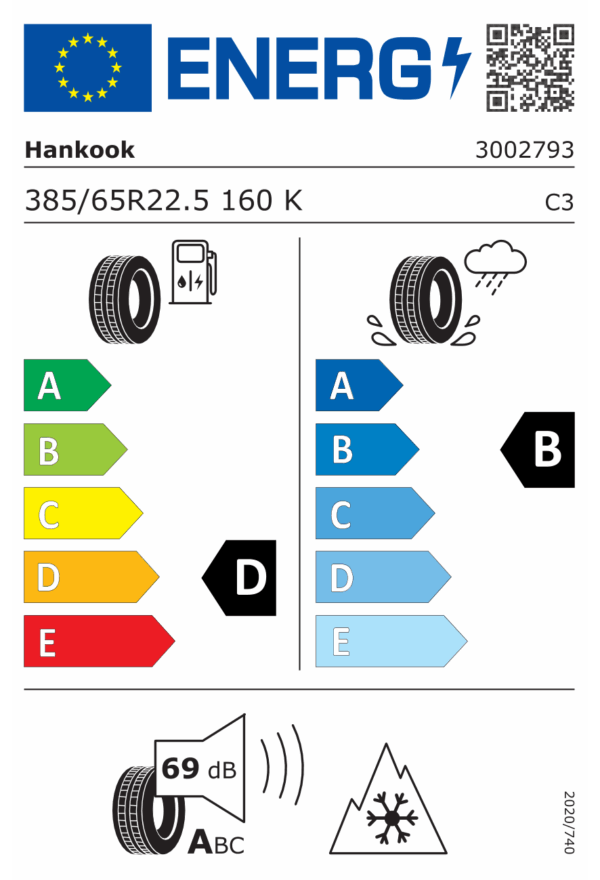 385/65 R22,5 160K TL 20 PR M+S HANKOOK SMART WORK TM15 - Obrázek 2