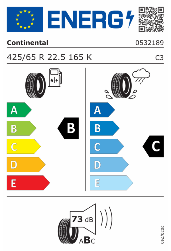 425/65 R22,5 165K TL 20 PR M+S CONTINENTAL HTR2 - Obrázek 2