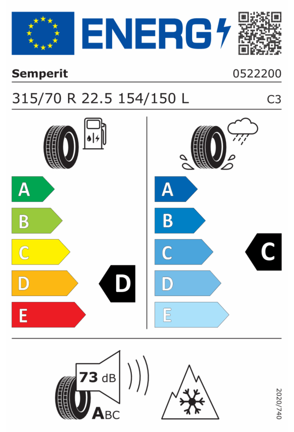315/70 R22,5 154/150L TL 20 PR M+S SEMPERIT RUNNER D2 - Obrázek 2