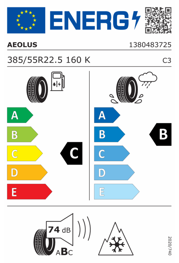 385/55 R22,5 158L TL NEO ALLROADS S+ VA / M+S / 3PMSF 160 K 158 L AEOLUS - Obrázek 2