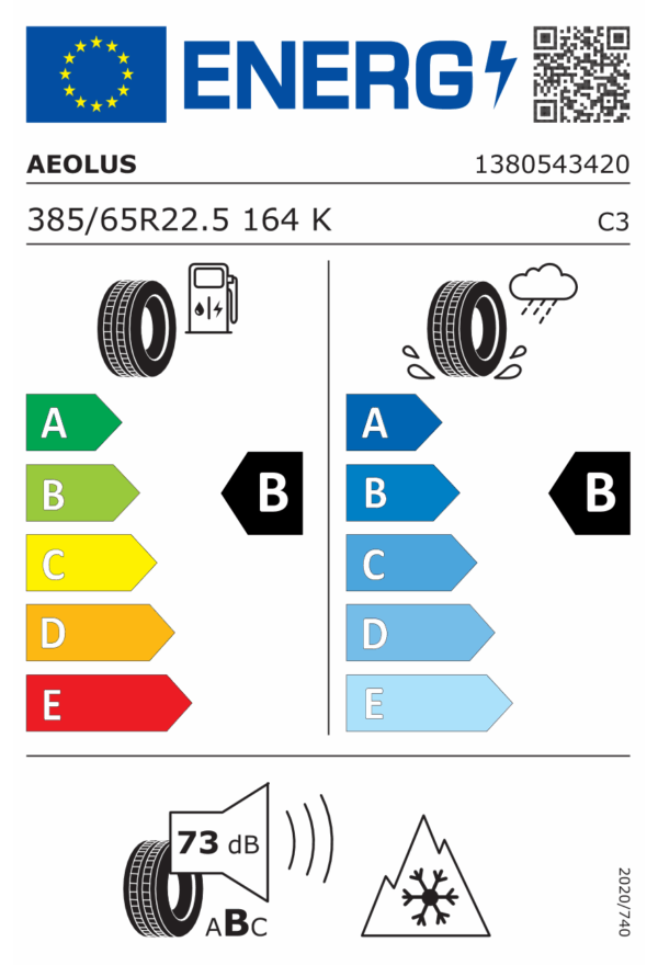 385/65 R22,5 164K TL NEO ALLROADS T2 AUFL / M+S / 3PMSF 164 K 158 L 15R 22.5 AEOLUS - Obrázek 2