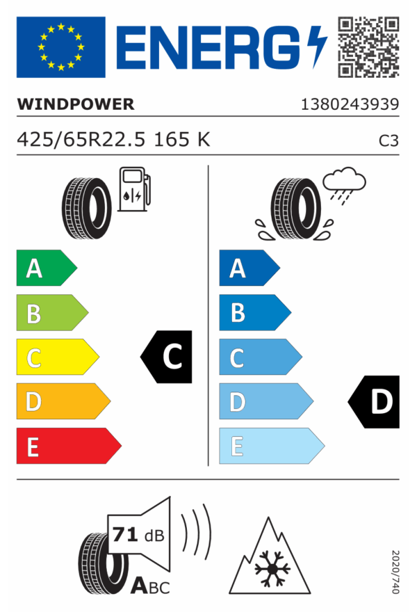 425/65 R22,5 TL Windpower WTR 69 20PR 165K 3PMSF - Obrázek 2