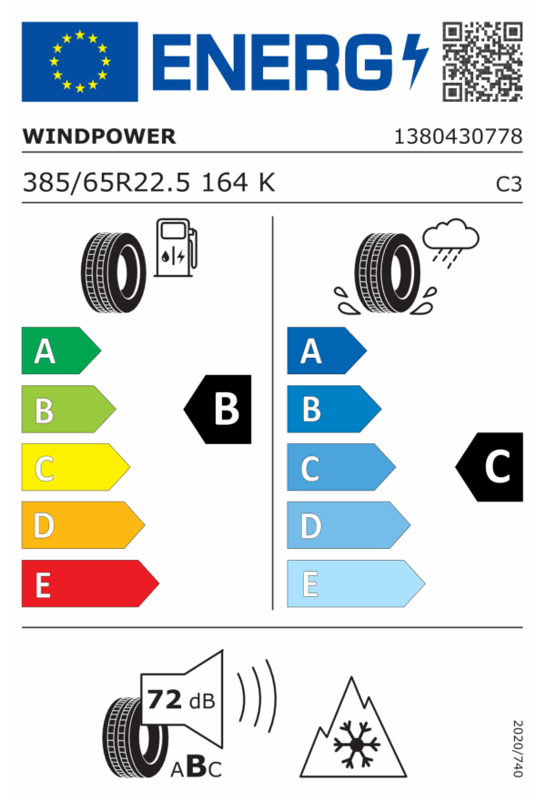 385/65 R22,5 TL Windpower WTR 69+ 20PR 164K 3PMSF - Obrázek 2