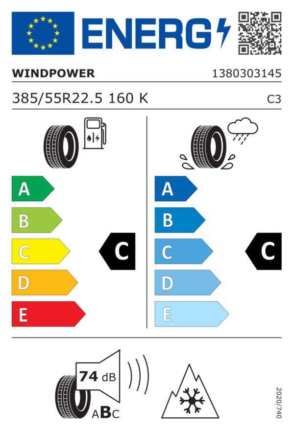 385/55 R22,5 TL Windpower WSW 80 20PR 158L 3PMSF - Obrázek 2