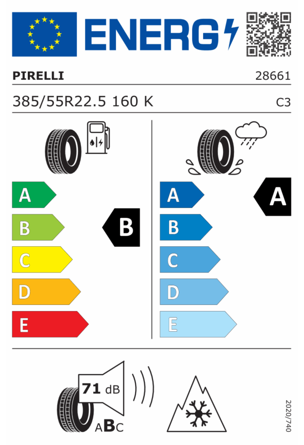 385/55 R22,5 160K TL ITINERIS T90 FRT AUFL / M+S / 3PMSF 160 K PIRELLI - Obrázek 2