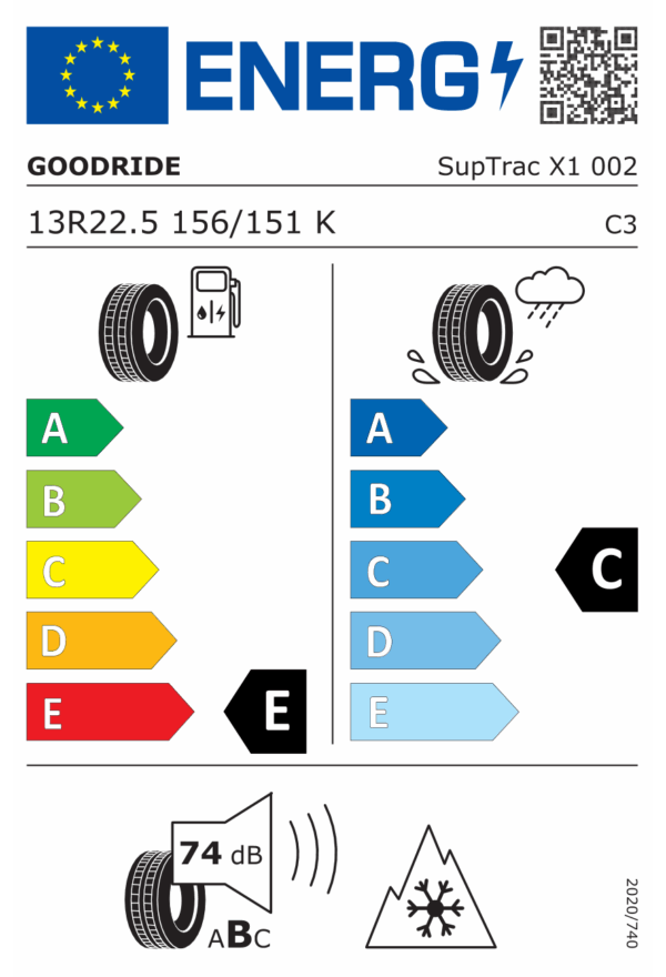 13 R22,5 SupTrac X1 156/151K 18PR TL Goodride M+S (MD777) - Obrázek 2