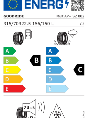 315/70 R22,5 156L TL MultiAP+ S2 VA / M+S / 3PMSF 156/150 L GOODRIDE