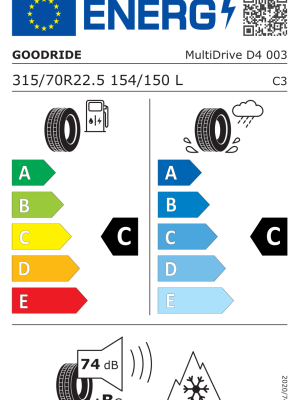 315/70 R22,5 154L TL MultiDrive D4 HA / M+S / 3PMSF 154/150 L GOODRIDE