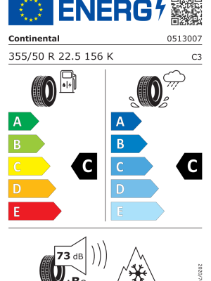 355/50 R22,5 156K TL 20 PR M+S CONTINENTAL HSW2 SCANDINAVIA