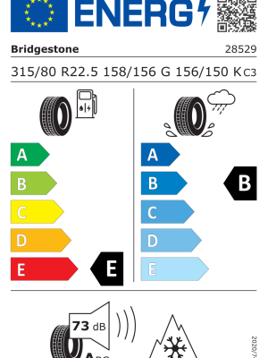 315/80 R22,5 TL BRIDGESTONE V STEEL LUG L355 EVO 158/156G 3PMSF